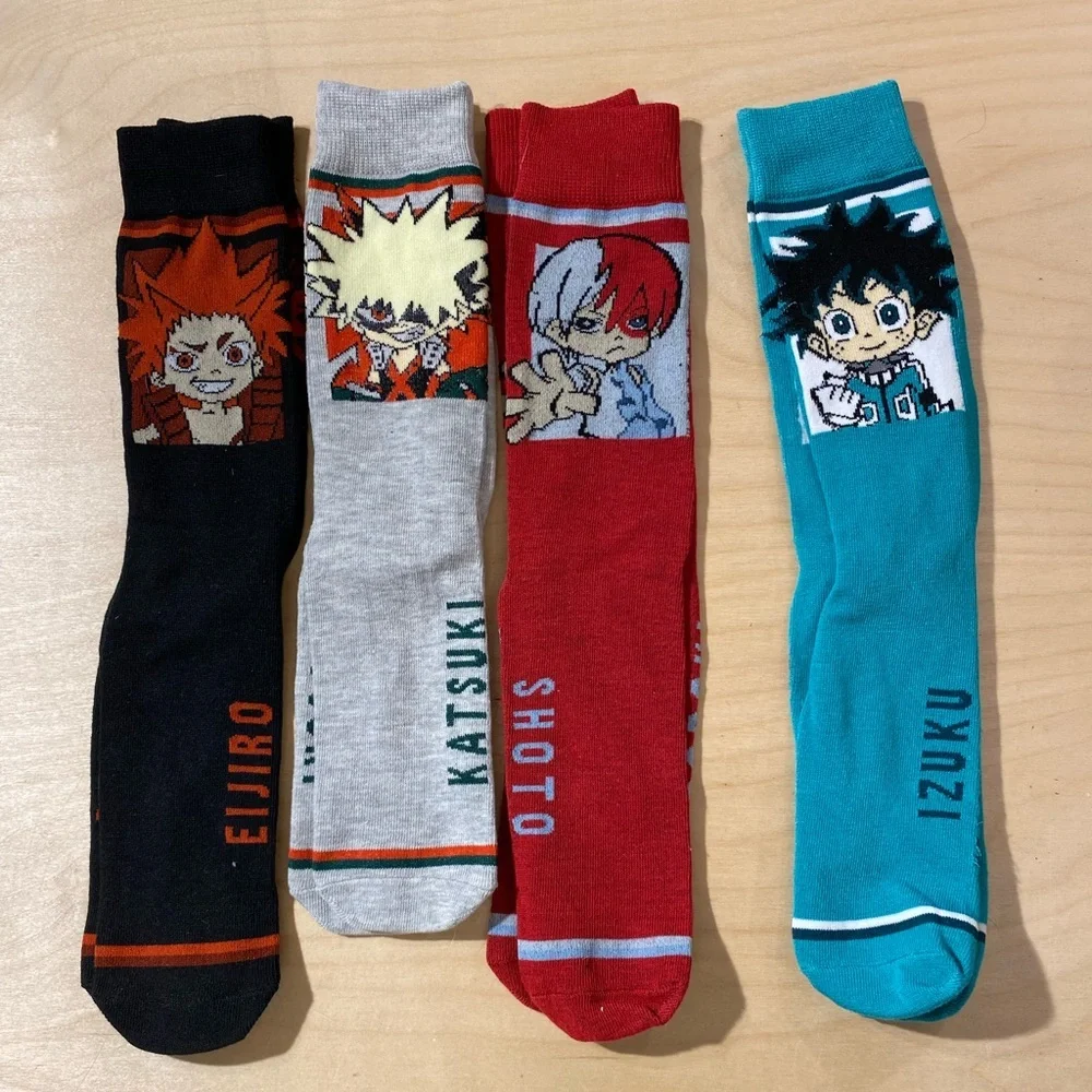 4 Pair Anime Character Socks Set Boys Shoe Size 6-10 (OE)